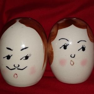 Vintage Mr. & Mrs. Egghead Salt N Pepper Shaker Set Made In Japan